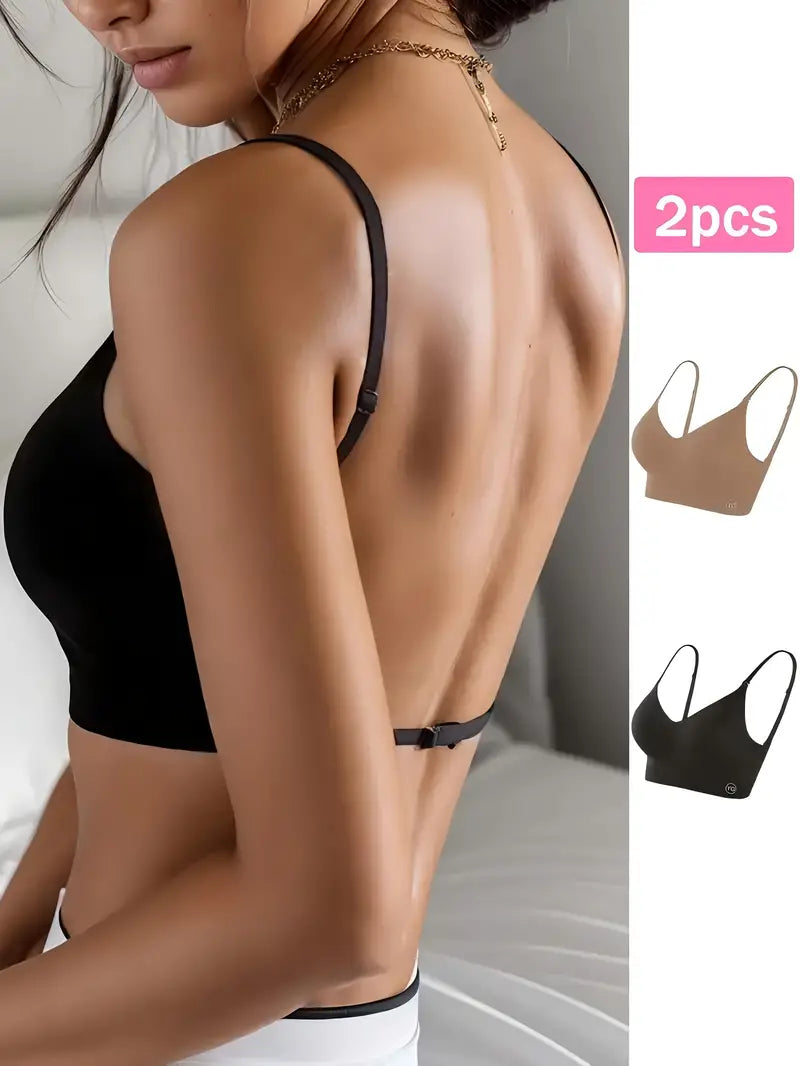 2 Pack 4 Ways To Wear Women Lingerie Low Back Backless Bras Underwear Deep V Low Cute Push Up Bra