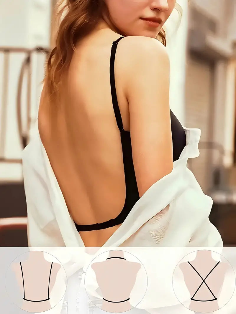 2 Pack 4 Ways To Wear Women Lingerie Low Back Backless Bras Underwear Deep V Low Cute Push Up Bra