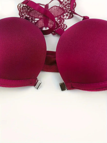 2 Sets of Underwire Push-Up Bra & Bow-Knot Panties for Women