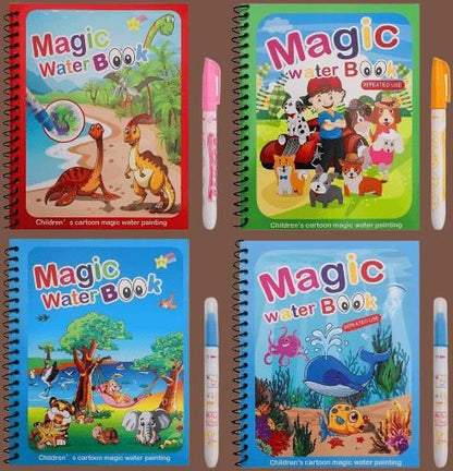 Reusable Magic Water Quick Dry Book (Multi Color, 4 Books)